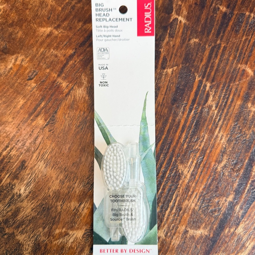 RADIUS Big Brush Replacement Head Soft Plant-Based Bristles 2Pack‎ Fits Source